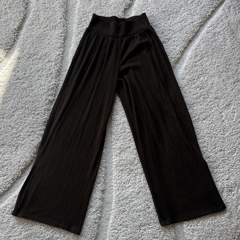 Abercrombie & Fitch Brown Ribbed Wide Leg Pants